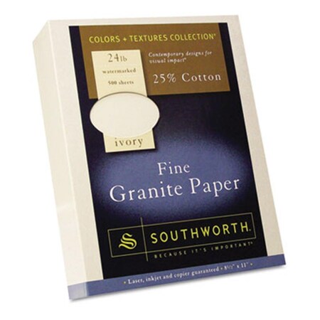 Southworth Co Fine Granite Paper- 24 lbs.- 8-1/2 x 11- Ivory- 500/Box SO33328